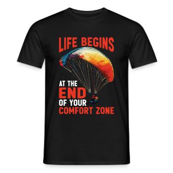 Life Begins At The End Of Your Comfort Zone 20 - Men's T-Shirt - black - Front - AI Model Male 178 light (178cm)