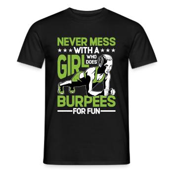 Ne plaisantez jamais avec une fille qui fait des burpees pour le plaisir 5 - T-shirt homme - noir - Devant - AI Model Male 178 light (178cm)