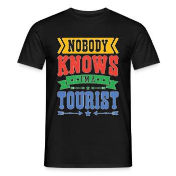 Nobody Knows I'm A Tourist 18 - Men's T-Shirt - black - Front - AI Model Male 178 light (178cm)