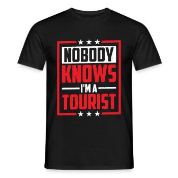 Nobody Knows I'm A Tourist 19 - Men's T-Shirt - black - Front - AI Model Male 178 light (178cm)
