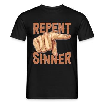 Repent Sinner 29 - Men's T-Shirt - black - Front - AI Model Male 178 light (178cm)