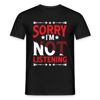 Désolé, je n’écoute pas 35 - T-shirt homme - noir - Devant - AI Model Male 178 light (178cm)