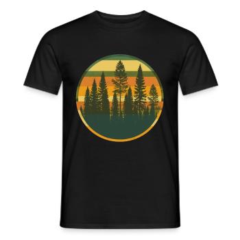 Coucher de soleil Forêt Nature Extérieur Rétro Années 80 Vibe 2 - T-shirt homme - noir - Devant - AI Model Male 178 light (178cm)