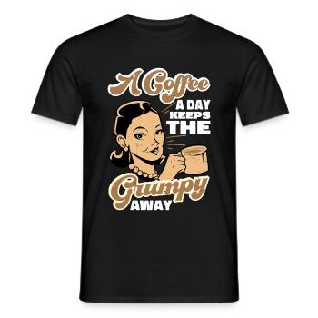 Un café par jour éloigne les - T-shirt homme - noir - Devant - AI Model Male 178 light (178cm)
