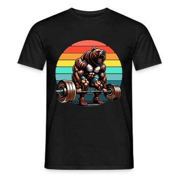 Entraînement de gymnastique de soulevé de terre Strong Bear Powerlifter - T-shirt homme - noir - Devant - AI Model Male 178 light (178cm)