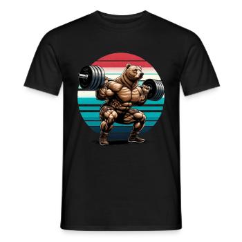 Strong Bear Weightlifter Squat Gym Workout - Men's T-Shirt - black - Front - AI Model Male 178 light (178cm)
