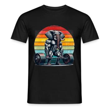 Entraînement de gymnastique de soulevé de terre Strong Elephant Powerlifter - T-shirt homme - noir - Devant - AI Model Male 178 light (178cm)