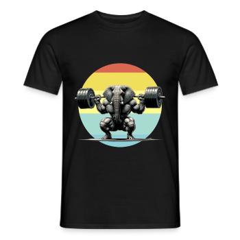 Entraînement de gymnastique de squat d'haltérophile d'éléphant fort - T-shirt homme - noir - Devant - AI Model Male 178 light (178cm)