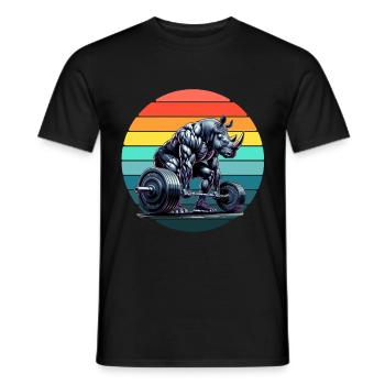 Entraînement de gymnastique Strong Rhino Powerlifter Deadlift - T-shirt homme - noir - Devant - AI Model Male 178 light (178cm)