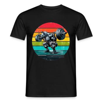 Strong Rhino Weightlifter Squat Gym Workout - Men's T-Shirt - black - Front - AI Model Male 178 light (178cm)