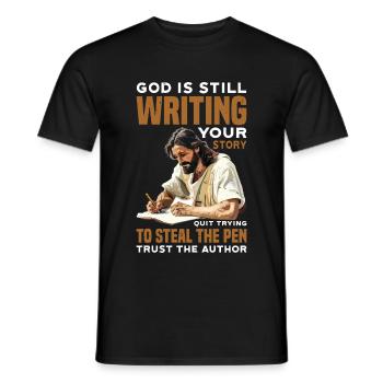 God Is Still Writing Your Story 34 - Men's T-Shirt - black - Front - AI Model Male 178 light (178cm)
