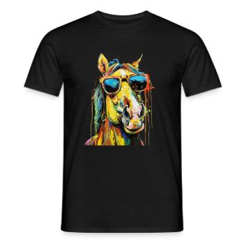 Cool Sunglasses Horse Covered In Rainbow Paint 2 - Männer T-Shirt - Schwarz - Vorne - AI Model Male 178 light (178cm)