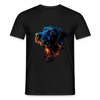 Chien rouge et bleu Art animalier féroce et vif - T-shirt homme - noir - Devant - AI Model Male 178 light (178cm)