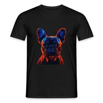 Red and Blue French Bulldog - Men's T-Shirt - black - Front - AI Model Male 178 light (178cm)