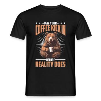 May Your Coffee Kick In Before Reality Does 73 - Men's T-Shirt - black - Front - AI Model Male 178 light (178cm)