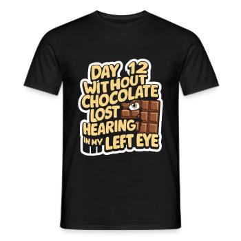 Jour 12 Sans chocolat, perte de l’audition dans mes yeux25 - T-shirt homme - noir - Devant - AI Model Male 178 light (178cm)