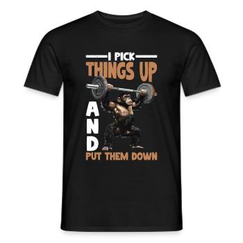 Je ramasse des choses et les pose 41 - T-shirt homme - noir - Devant - AI Model Male 178 light (178cm)