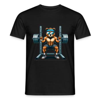 Strong Bear Squatting in the Gym - Men's T-Shirt - black - Front - AI Model Male 178 light (178cm)
