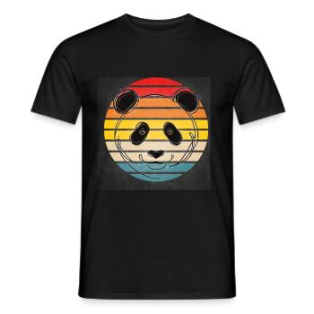 Vintage Sunset Panda Rétro - T-shirt homme - noir - Devant - AI Model Male 178 light (178cm)
