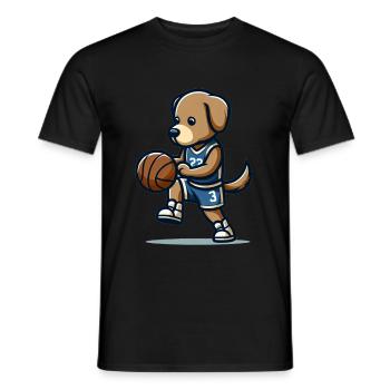 Cute Basketball Player Dog - Men's T-Shirt - black - Front - AI Model Male 178 light (178cm)