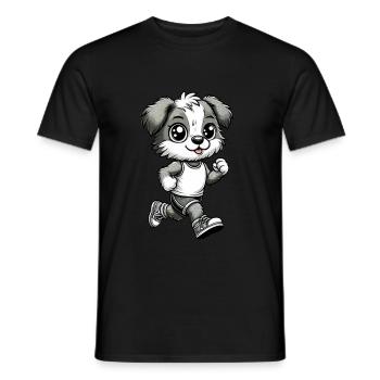 Cute Marathon Runner Dog - Männer T-Shirt - Schwarz - Vorne - AI Model Male 178 light (178cm)