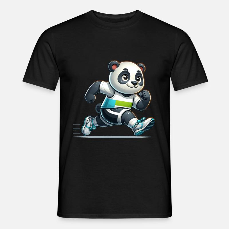 Cute Marathon Runner Panda - Männer T-Shirt - Schwarz