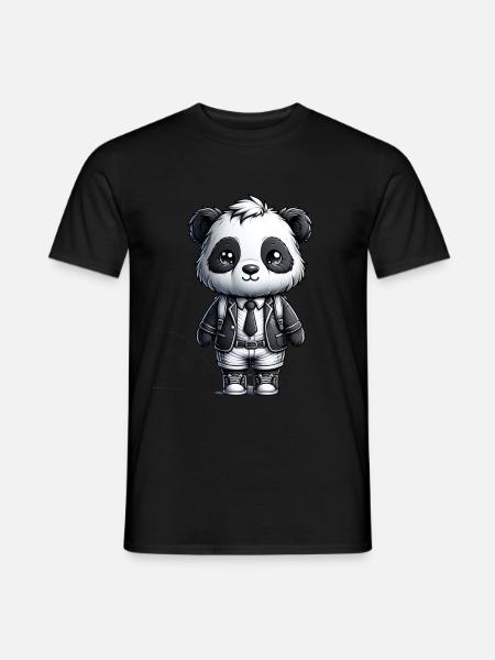 Cute Schoolboy Panda - Men's T-Shirt - black