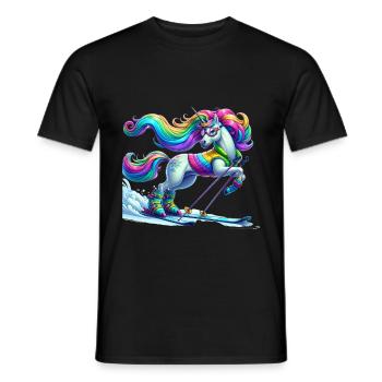 Licorne Skieur mignon - T-shirt homme - noir - Devant - AI Model Male 178 light (178cm)