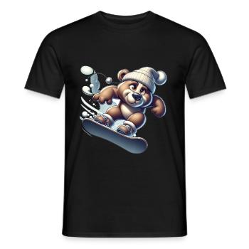 Ours snowboarder mignon - T-shirt homme - noir - Devant - AI Model Male 178 light (178cm)