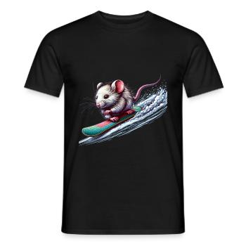 Souris snowboarder mignonne - T-shirt homme - noir - Devant - AI Model Male 178 light (178cm)