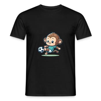 Mignon joueur de football singe - T-shirt homme - noir - Devant - AI Model Male 178 light (178cm)