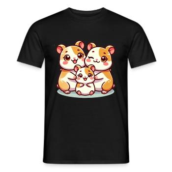 Famille de hamsters mère et père avec un enfant - T-shirt homme - noir - Devant - AI Model Male 178 light (178cm)