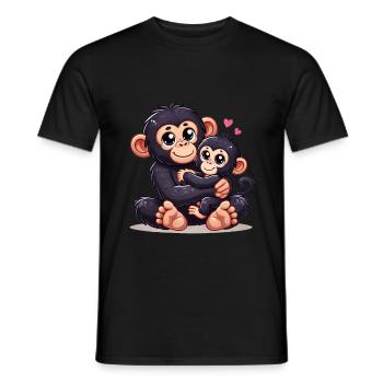 Parent chimpanzé aimant avec enfant - T-shirt homme - noir - Devant - AI Model Male 178 light (178cm)