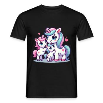 Parent licorne aimant avec deux enfants mignons - T-shirt homme - noir - Devant - AI Model Male 178 light (178cm)