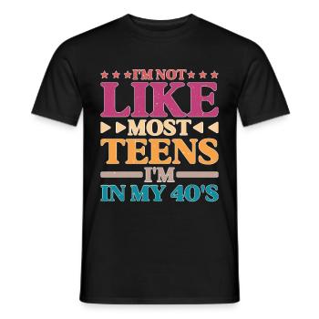 Je ne suis pas comme la plupart des adolescents, j’ai 40 ans 5 - T-shirt homme - noir - Devant - AI Model Male 178 light (178cm)