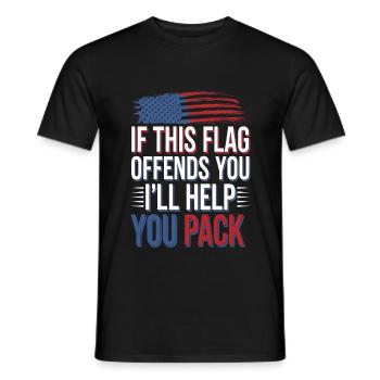 If This Flag Offends You I'll Help You Pack - Männer T-Shirt - Schwarz - Vorne - AI Model Male 178 light (178cm)