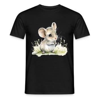 Cute Baby Mouse Watercolor - Männer T-Shirt - Schwarz - Vorne - AI Model Male 178 light (178cm)