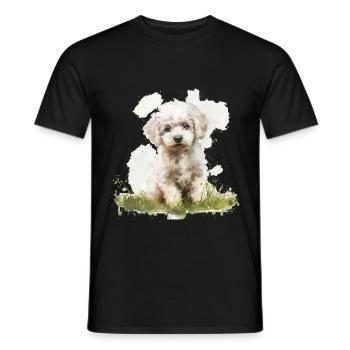 Cute Puppy Poodle Watercolor - Männer T-Shirt - Schwarz - Vorne - AI Model Male 178 light (178cm)