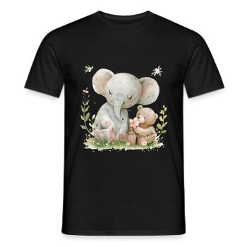 Cute Elephant And Bear Friends - Männer T-Shirt - Schwarz - Vorne - AI Model Male 178 light (178cm)