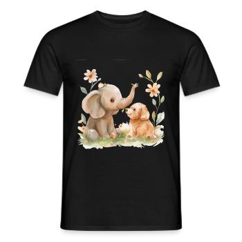 Cute Elephant And Dog Friends - Männer T-Shirt - Schwarz - Vorne - AI Model Male 178 light (178cm)