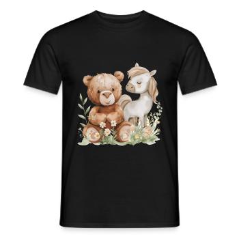 Cute Bear And Horse Friends - Männer T-Shirt - Schwarz - Vorne - AI Model Male 178 light (178cm)