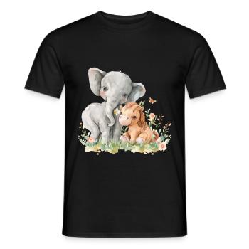 Cute Elephant And Horse Friends - Männer T-Shirt - Schwarz - Vorne - AI Model Male 178 light (178cm)