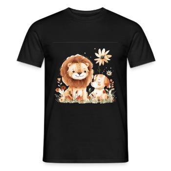 Cute Lion And Dog Friends - Männer T-Shirt - Schwarz - Vorne - AI Model Male 178 light (178cm)