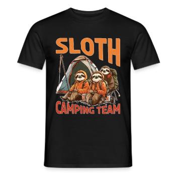 Sloth Camping Team - Männer T-Shirt - Schwarz - Vorne - AI Model Male 178 light (178cm)