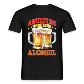 Adulting Requires Alcohol - Männer T-Shirt - Schwarz - Vorne - AI Model Male 178 light (178cm)