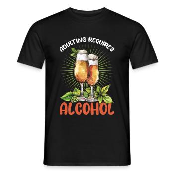Adulting Requires Alcohol 2 - Männer T-Shirt - Schwarz - Vorne - AI Model Male 178 light (178cm)