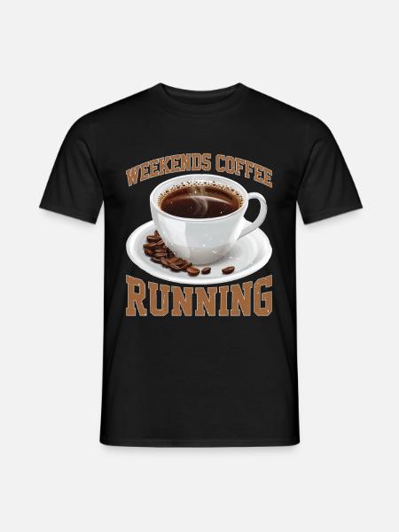Weekends Coffee Running 2 - Männer T-Shirt - Schwarz