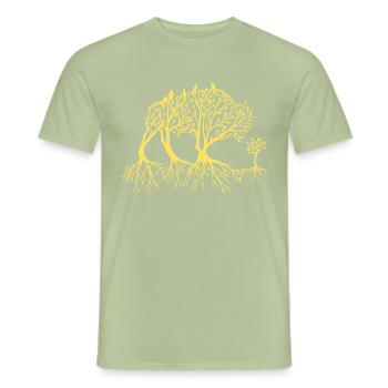 Forest bison in yellow - Men's T-Shirt - sage - Front - AI Model Male 178 light (178cm)