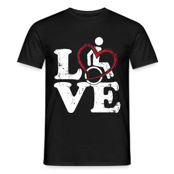 Chaise roulante Amour - T-shirt homme - noir - Devant - AI Model Male 178 light (178cm)