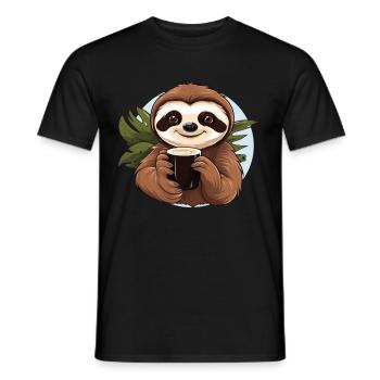 Niedlicher Faultier Entspanntes Tier Kaffeebecher - Männer T-Shirt - Schwarz - Vorne - AI Model Male 178 light (178cm)